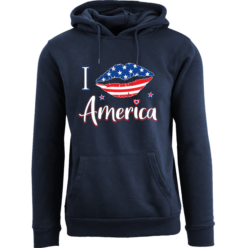 Women's 4th of July Pullover Hoodie - I Lip America