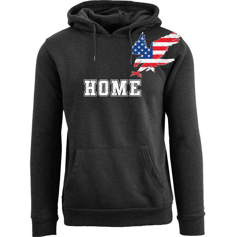 Women's 4th of July Pullover Hoodie - Eagle USA Flag Home