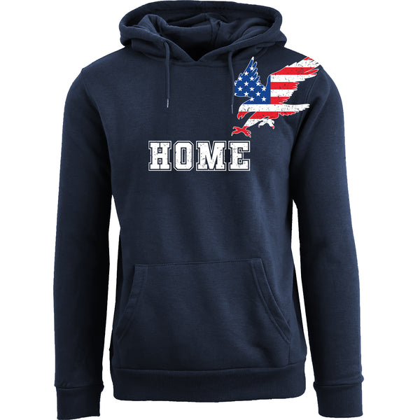 Women's 4th of July Pullover Hoodie - Eagle USA Flag Home