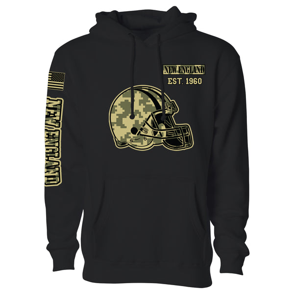 Men's Ultimate Camo Football Black Pull Over Hoodie - New England