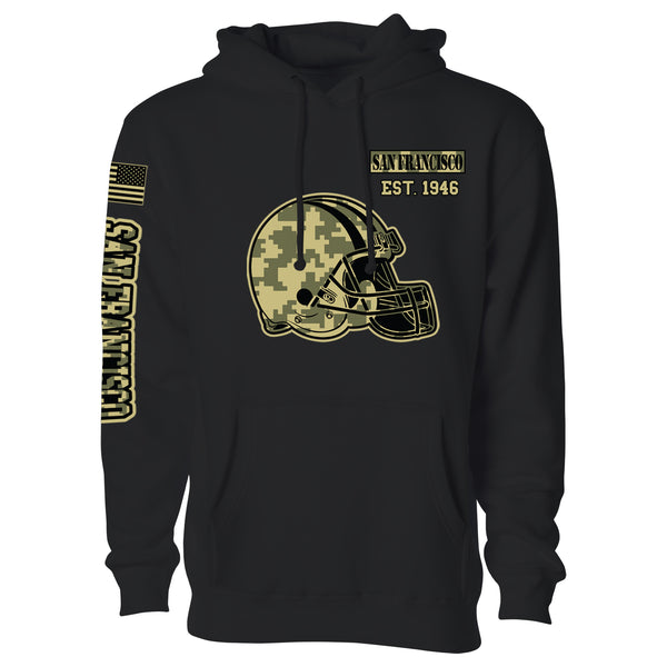 Men's Ultimate Camo Football Black Pull Over Hoodie - San Francisco