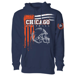 Men's Vintage USA Flag Football Pull Over Hoodie - Chicago