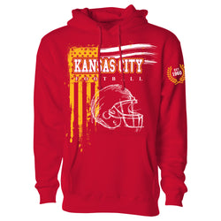 Men's Vintage USA Flag Football Pull Over Hoodie - Kansas City