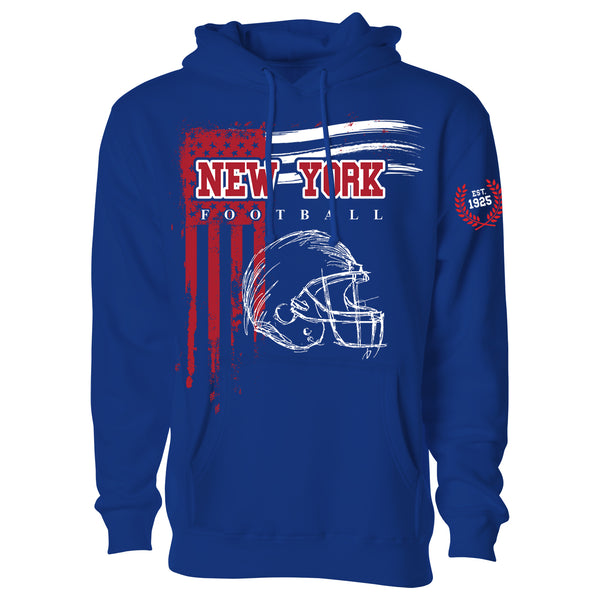 Men's Vintage USA Flag Football Pull Over Hoodie - New York