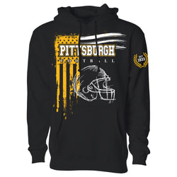 Men's Vintage USA Flag Football Pull Over Hoodie - Pittsburgh