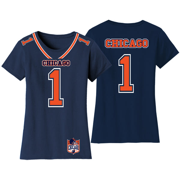 Women's Football Team Jersey T-Shirts - Chicago