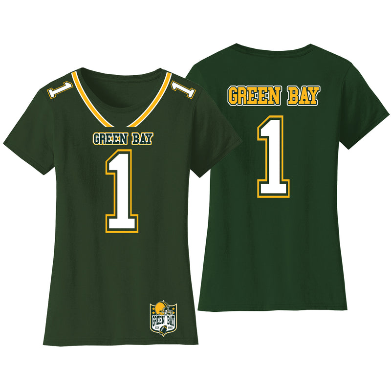 Women's Football Team Jersey T-Shirts - Green Bay