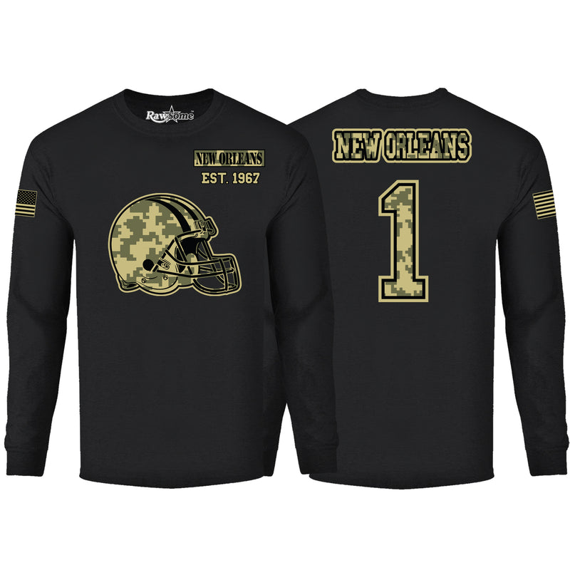 Men's Ultimate Camo Football Long Sleeve Color - New Orleans