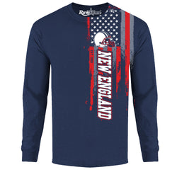 Men Football USA Flag Long Sleeve Shirt - New England