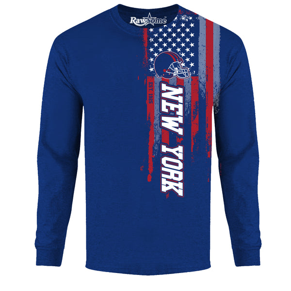 Men Football USA Flag Long Sleeve Shirt - New York