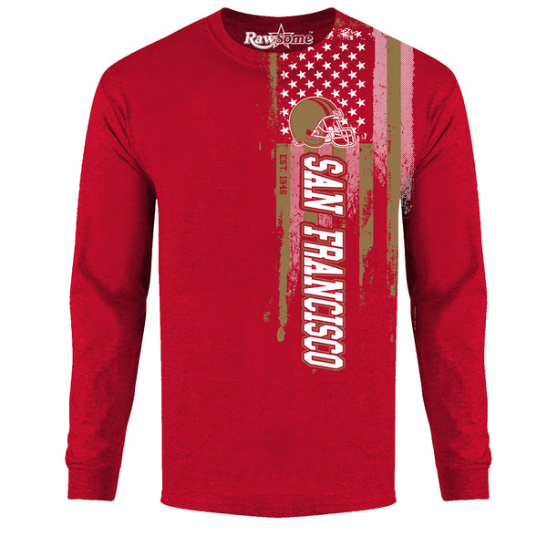 Men Football USA Flag Long Sleeve Shirt - San Francisco