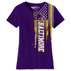 Women Football USA Flag T-Shirt - Baltimore