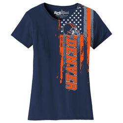 Women Football USA Flag T-Shirt - Denver