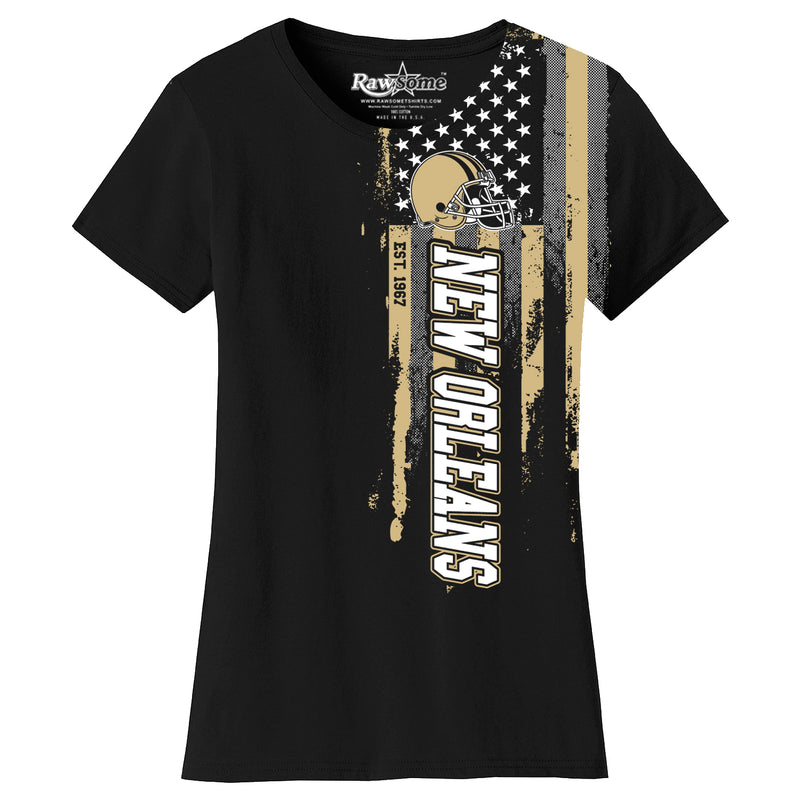 Women Football USA Flag T-Shirt - New Orleans