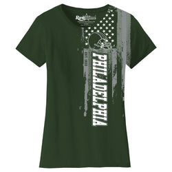 Women Football USA Flag T-Shirt - Philadelphia