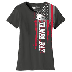 Women Football USA Flag T-Shirt - Tampa Bay