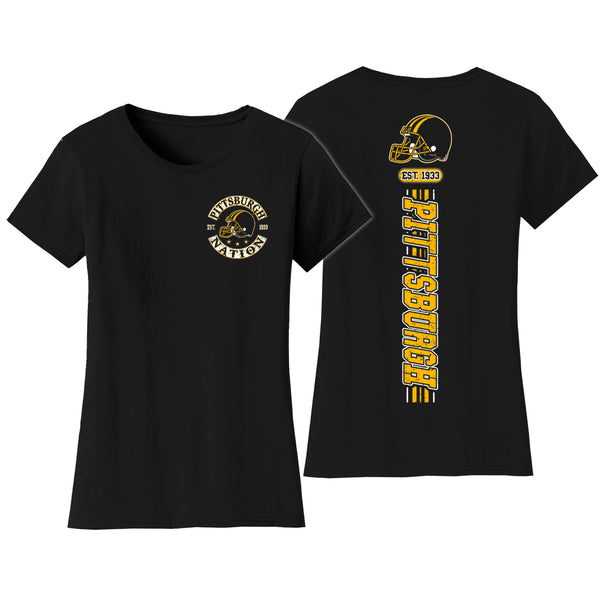 Women's Football Team Stripes T-Shirt - Pittsburgh