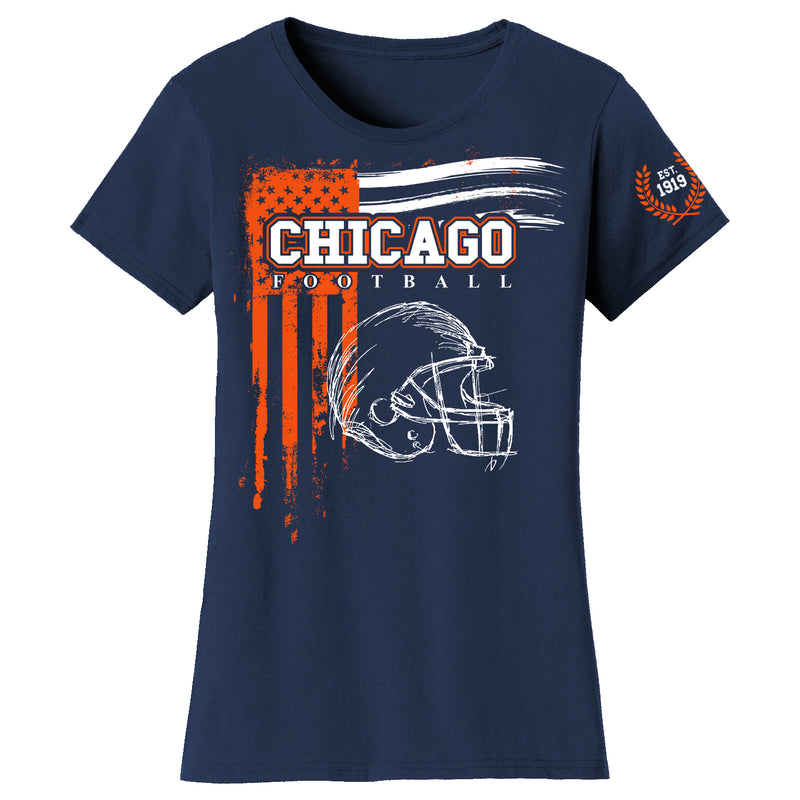 Women's Vintage USA Flag Football T-shirts - Chicago