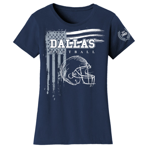 Women's Vintage USA Flag Football T-shirts - Dallas