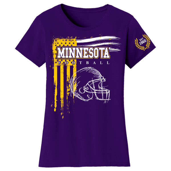 Women's Vintage USA Flag Football T-shirts - Minnesota