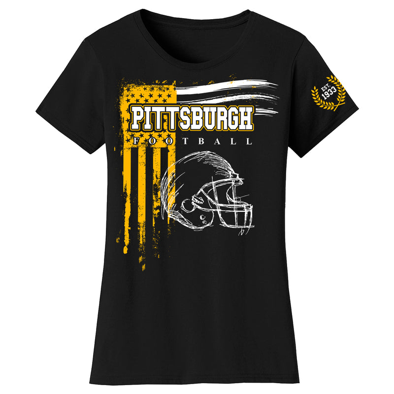 Women's Vintage USA Flag Football T-shirts - Pittsburgh