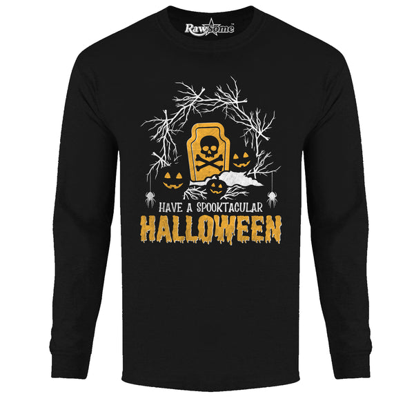 Men Creepy Scary Halloween Long Sleeve Shirt - Have a Spooktacular Halloween