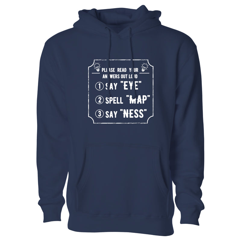 Women's Funny Nerd Pullover Hoodie - Say Eye Spell Map Say Ness