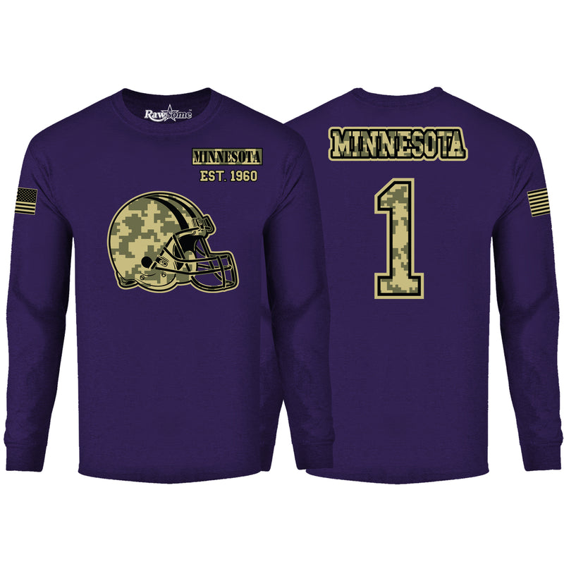 Men's Ultimate Camo Football Long Sleeve Color - Minnesota