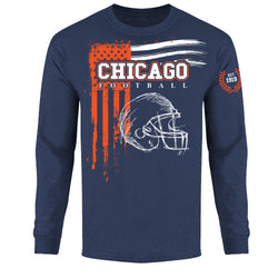 Men's Vintage USA Flag Football Long Sleeve Shirts - Chicago