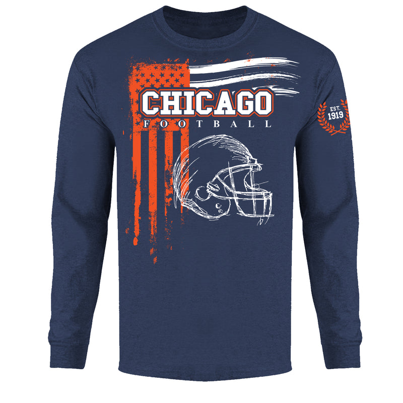 Men's Vintage USA Flag Football Long Sleeve Shirts - Chicago