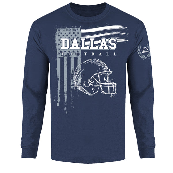 Men's Vintage USA Flag Football Long Sleeve Shirts - Dallas