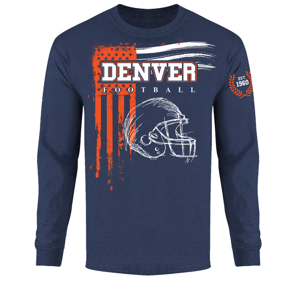 Men's Vintage USA Flag Football Long Sleeve Shirts - Denver