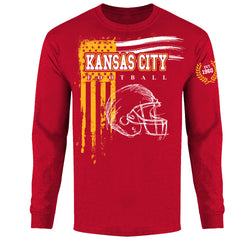 Men's Vintage USA Flag Football Long Sleeve Shirts - Kansas City