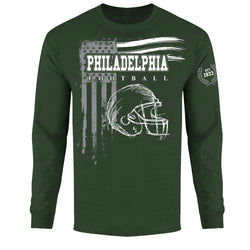 Men's Vintage USA Flag Football Long Sleeve Shirts - Philadelphia