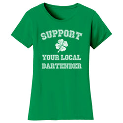 Women's St. Patrick's Day T-Shirts - Support Your Local Bartender