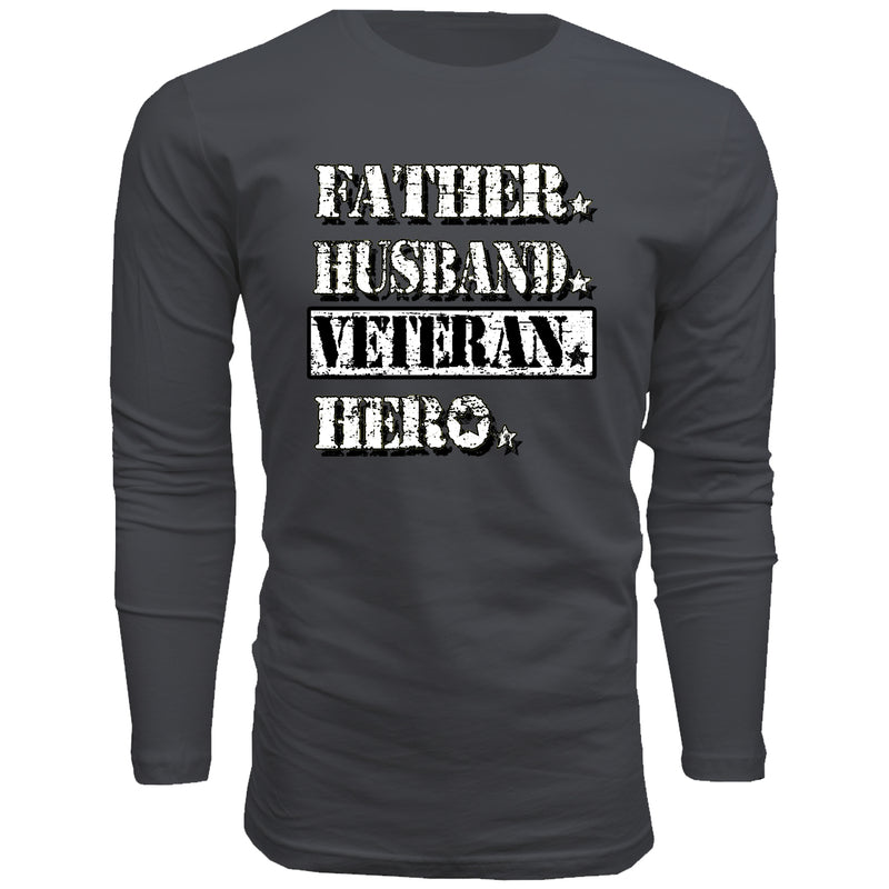 Father Husband Veteran Hero - Men's Long Sleeve