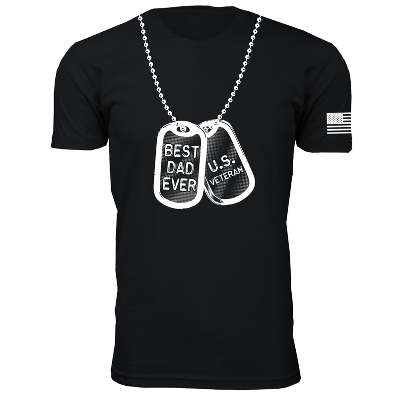 Best Dad Ever Dog Tag U.S Veteran - Men's T-Shirts