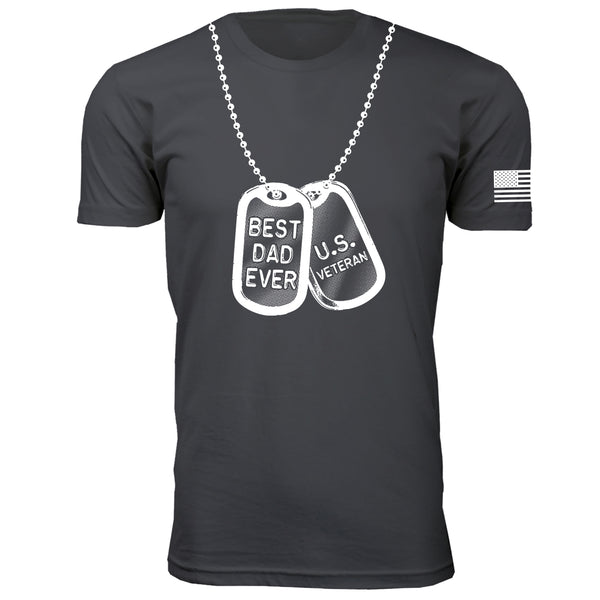 Best Dad Ever Dog Tag U.S Veteran - Men's T-Shirts