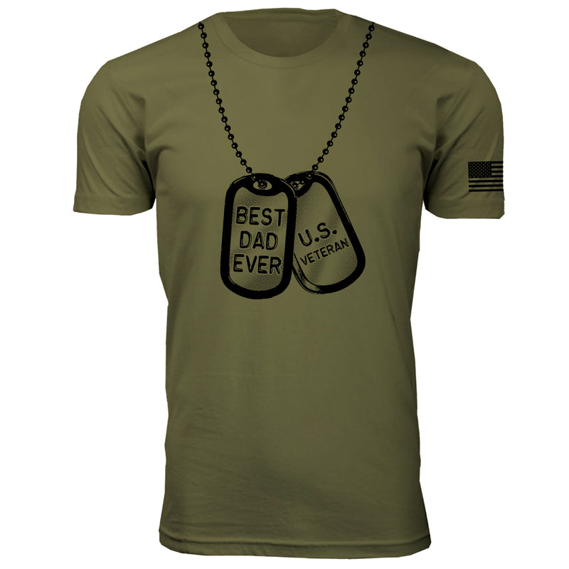 Best Dad Ever Dog Tag U.S Veteran - Men's T-Shirts