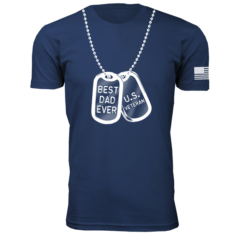 Best Dad Ever Dog Tag U.S Veteran - Men's T-Shirts