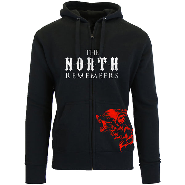 Men's Thrones and Dragon's Zip Up Hoodie - The North Remembers