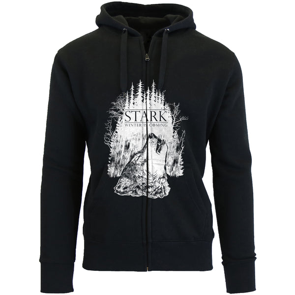 Men's Thrones and Dragon's Zip Up Hoodie - Stark Winter is Coming