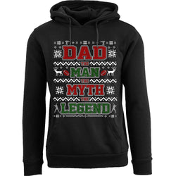 Men's Ugly Christmas Sweater Pull Over Hoodie - Dad The Man The Myth The legend Pullover Hoodie