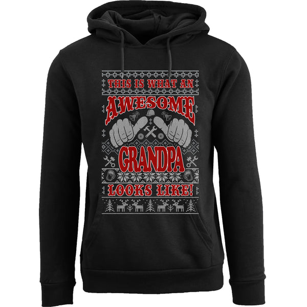 Men's Ugly Christmas Sweater Pull Over Hoodie - This is What an Awesome Grandpa Looks Like