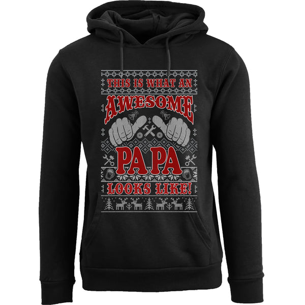 Men's Ugly Christmas Sweater Pull Over Hoodie - This is What an Awesome Papa Looks Like