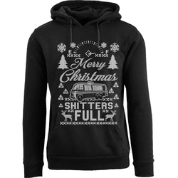 Men's Ugly Christmas Sweater Pull Over Hoodie - Merry Christmas Shitters