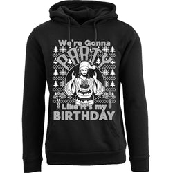 Men's Ugly Christmas Sweater Pull Over Hoodie - We're Gonna Party Like it's My Birthday