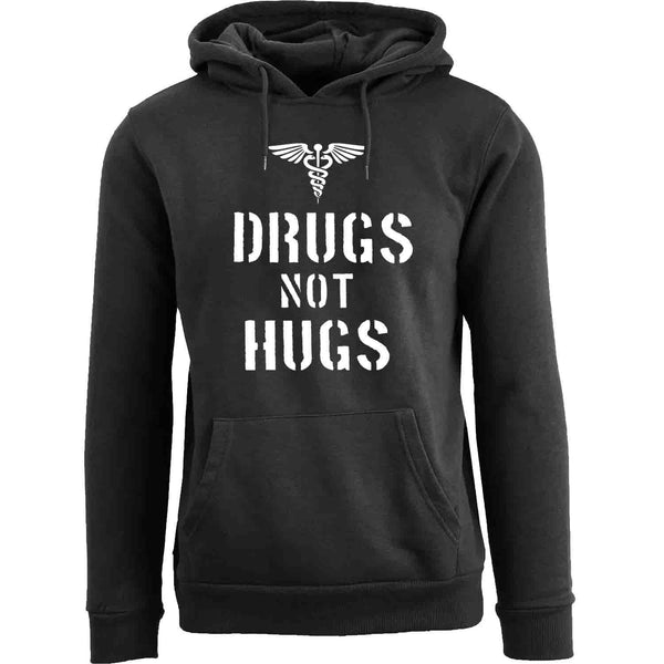 Men's Hilarious Social Distancing Pull Over Hoodie - Drugs Not Hugs Pullover