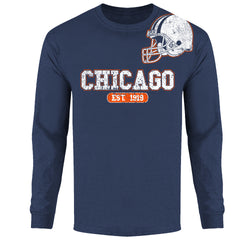 Men's  Awesome Football Helmet Shoulder Chicago - Long Sleeve