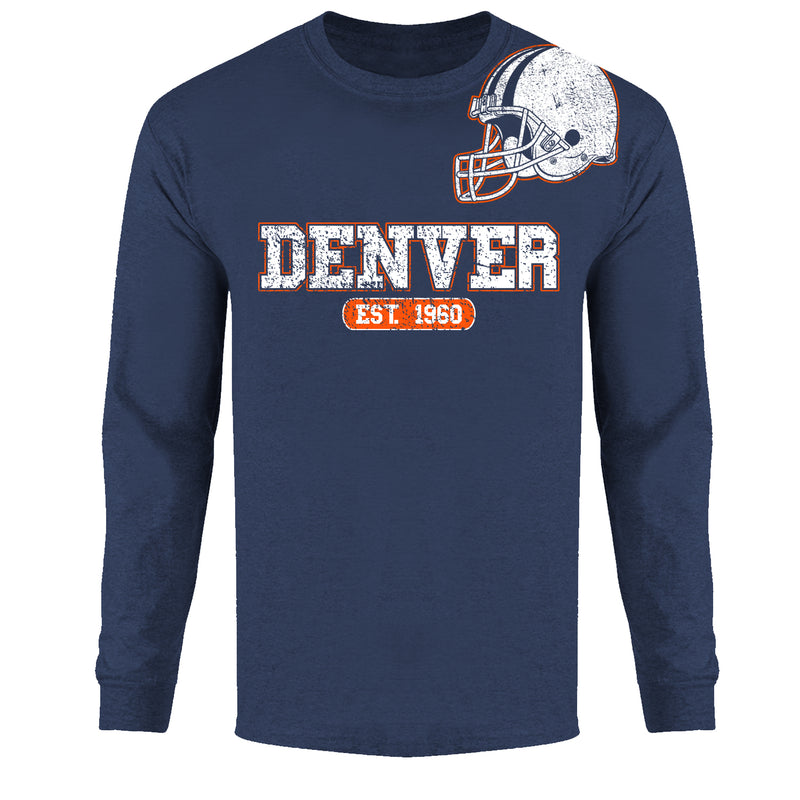 Men's  Awesome Football Helmet Shoulder Denver - Long Sleeve